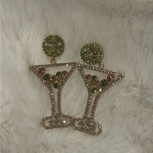 Gold Cocktail Glass Earrings